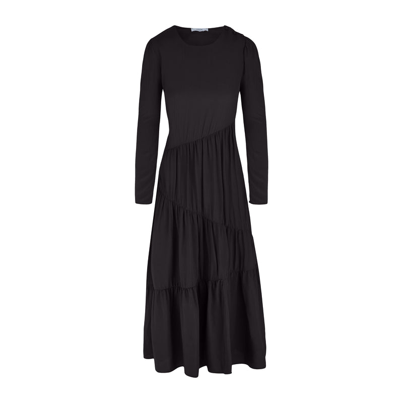 Petra Black Long Tiered Dress